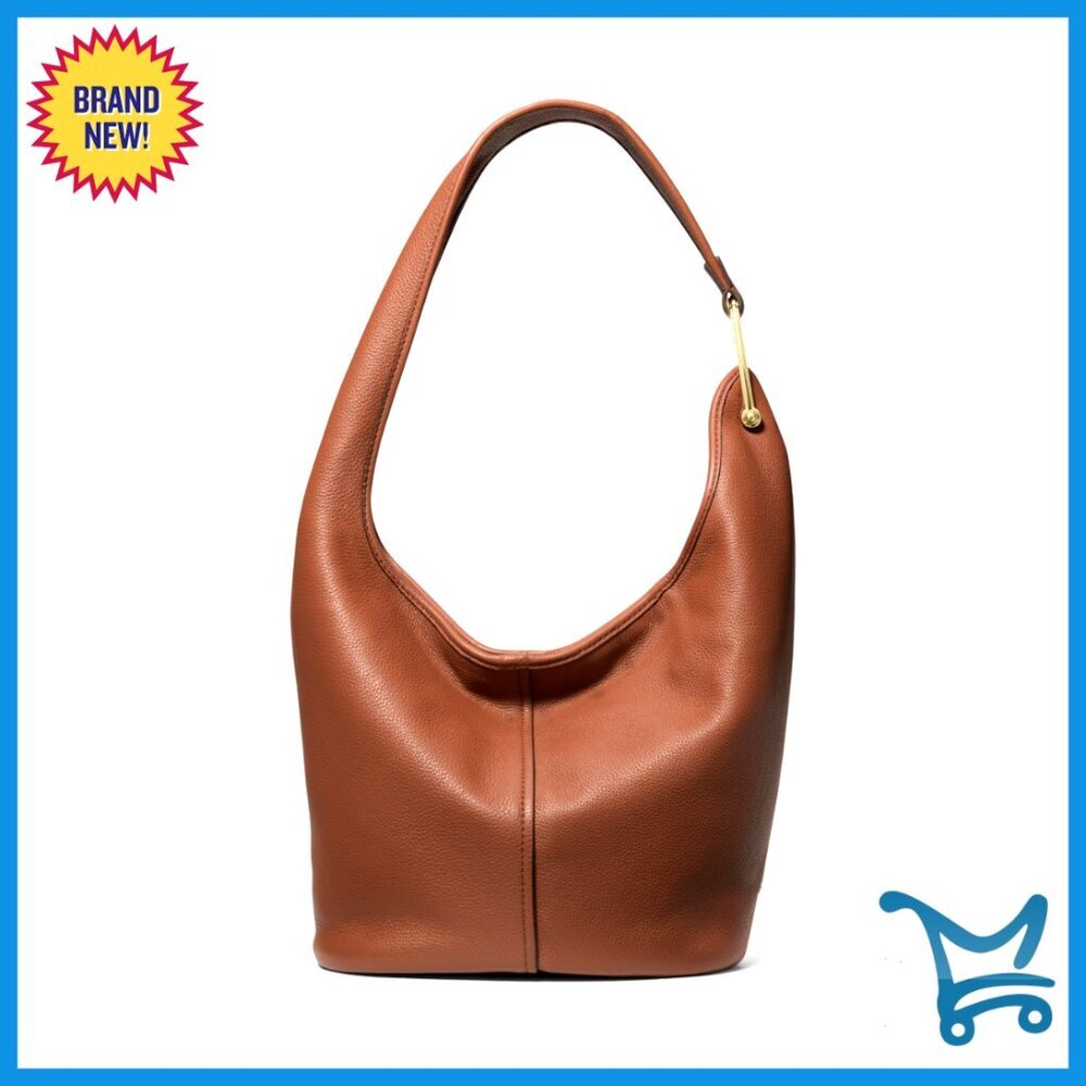 Medium Hobo Shoulder Bag with Gold Hardware, Suede Leather